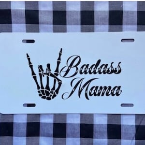 Badass mama cute front license plate | car tag | vanity plate | front license plate | cute car tag | funny car tag