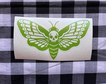 Death Moth Vinyl Decal – Traditional Tattoo Style Sticker for Car, Laptop, Water Bottle – Gothic Moth Sticker, Witchy Tomboy Aesthetic