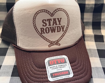 Stay Rowdy Rope Heart Trucker Hat | Western Cowgirl Cap | Country Concert Hat | Rodeo Gift | western trucker hat