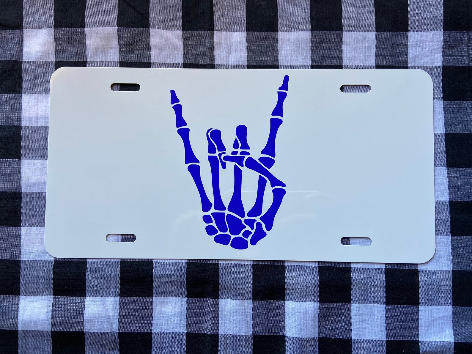 Rock on Skeleton Hand Front License Plate Vanity Plate Car - Etsy