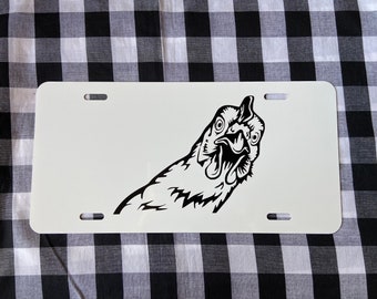 Peeking chicken funny front license plate | funny car tag | vanity plate | front license plate | funny license plate