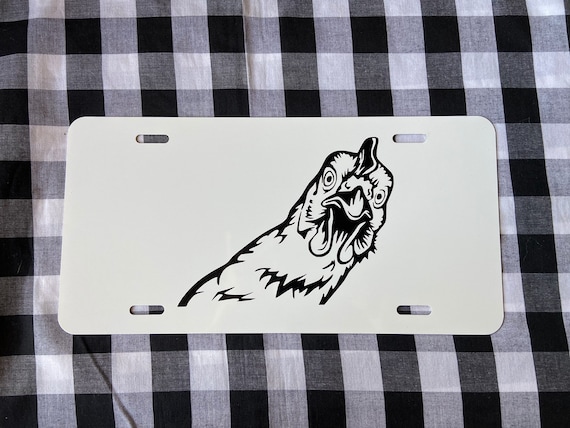 Peeking Chicken Funny Front License Plate Funny Car Tag Vanity