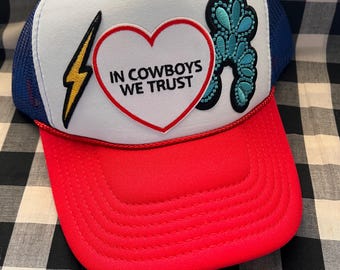 In Cowboys vertrauen wir niedlichen Schaumstoff-Front-Patch Trucker-Hut Retromütze | süße Trucker Mütze | Flicken Trucker Mütze