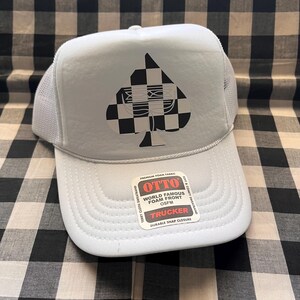 Checkered boot stitch spade foam front trucker hat | trucker hat | cute trucker hat | boot stitch trucker hat