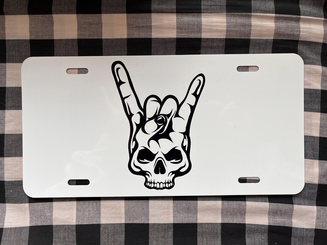 thumbnail image 2 of Skull Metal Novelty License Plate - 12x6 Inches, Glossy Aluminum, Made In USA 2 of 5