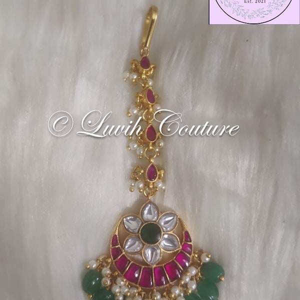 Jadau Kundan Floral Moon  Maang tikka/ Papadi billa/ Hair Accessories/ Wedding Jewelry/ Jewellery/ Indian Jewelry/ Accessories/ Hair Jewelry