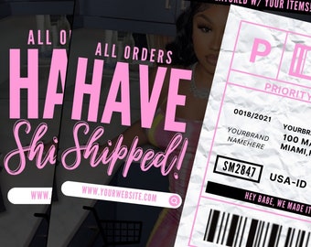 DIY Orders Have Shipped Flyer Design Template, canva flyer, boutique flyer, sale flyer, orders shipped flyer, canva template, promo flyer