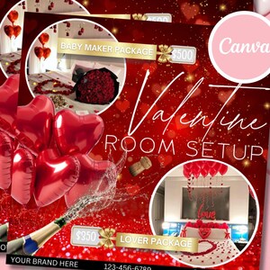 DIY Room Set Up Valentine&#39;s Booking Flyer, Valentine&#39;s Day Flyer, Event Flyer, Valentine&#39;s Day Booking Flyer, Editable Canva flyer