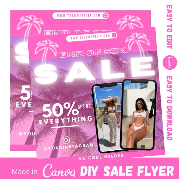 summer blowout sale flyer, summer end sale, flash sale flyer, boutique flyer, diy canva template, lash flyer, sale flyer, promo flyer