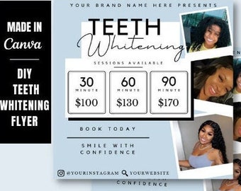 TEETH WHITENING FLYER Template, Tooth gems, Appointment Flyer, Teeth Whitening Class flyer, E flyer, Teeth Whitening Sale Flyer