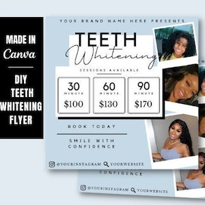 Plantilla de FLYER DE BLANQUEAMIENTO DE DIENTES, Gemas dentales, Folleto de citas, Folleto de clase de blanqueamiento de dientes, Folleto electrónico, Folleto de venta de blanqueamiento de dientes