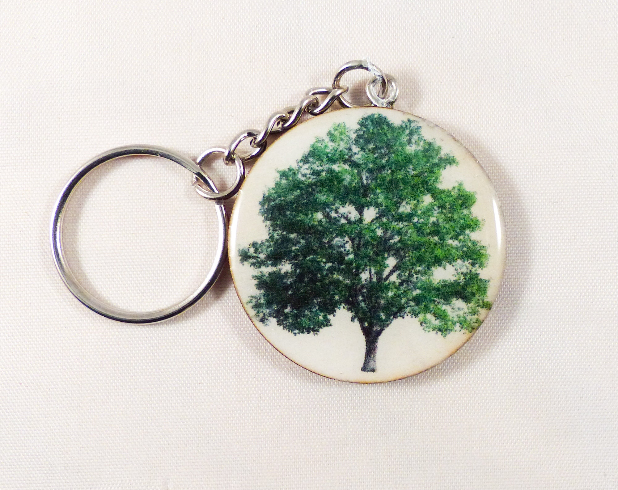 Keychain with vintage tree images Etsy