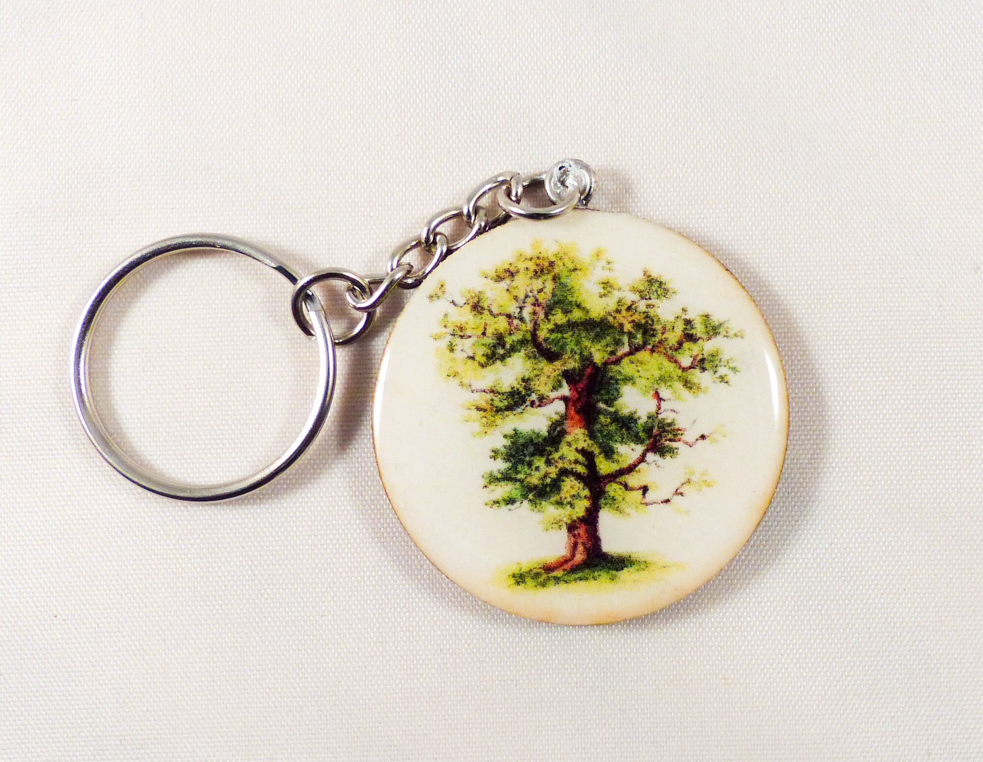 Keychain with vintage tree images Etsy