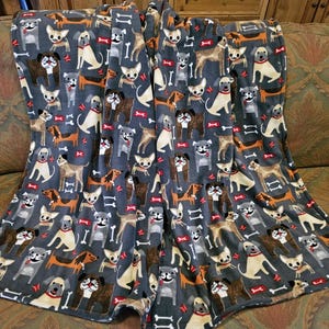 Double-sided Fleece Blanket, 48" x 56", Pet Blanket, Cartoon Dogs, Throw Blanket for Dogs, Kids or Adults, Proceeds to Dog Rescue