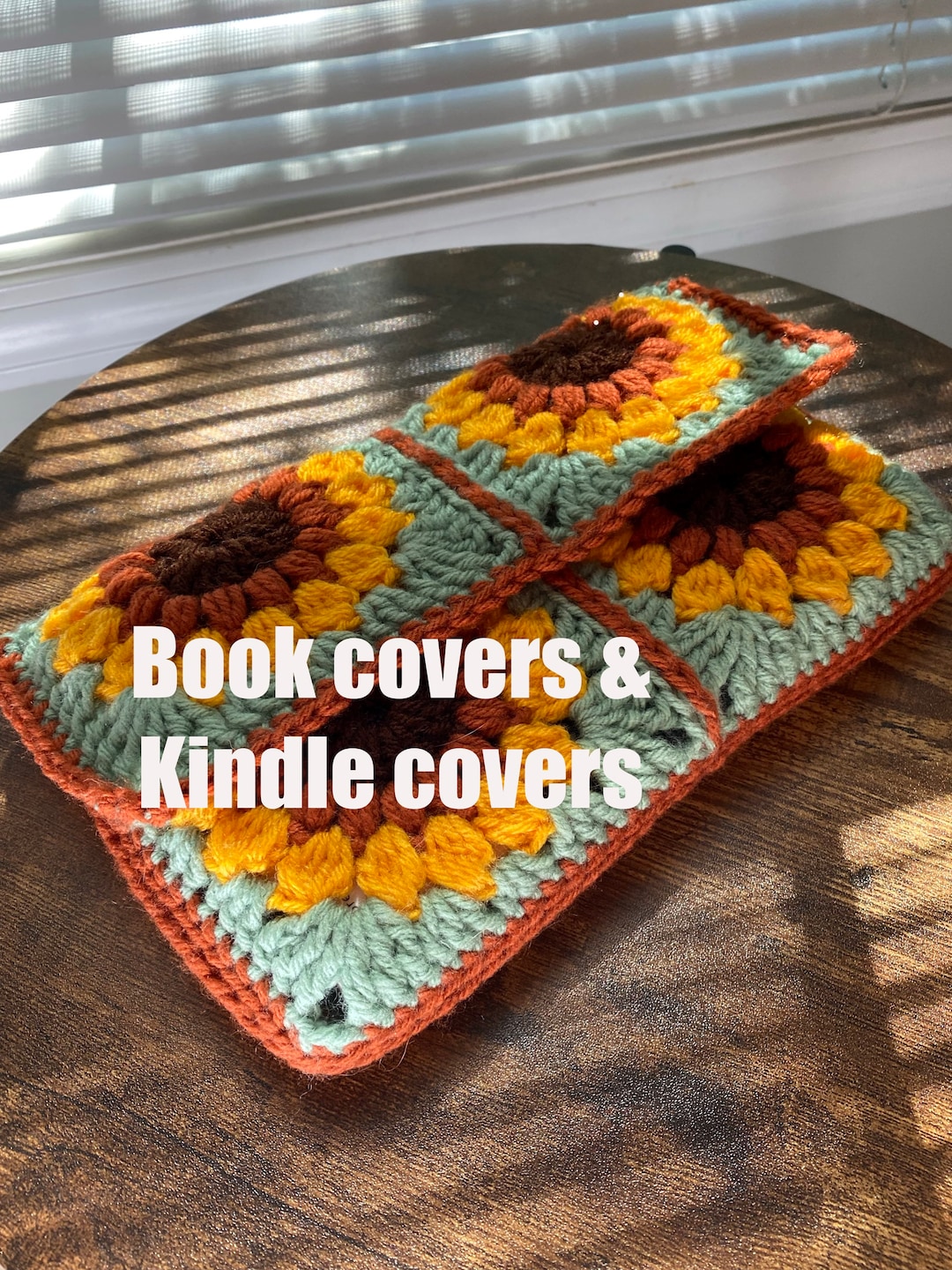 Crochet Granny Square Full Book Cover With Button Etsy