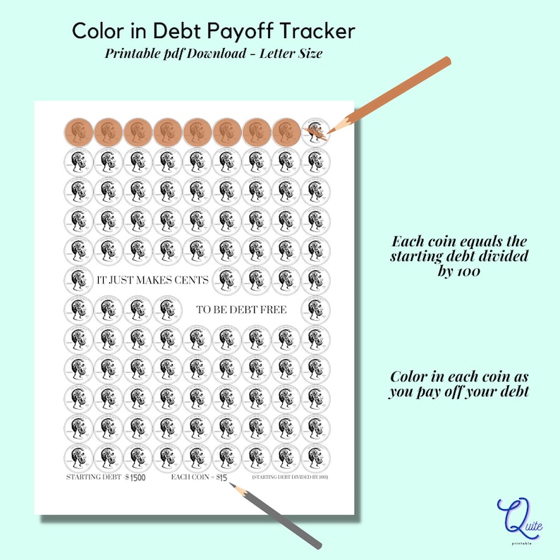 Debt Payoff Tracker: Color-in 100 Coins Motivator (PDF) - Etsy