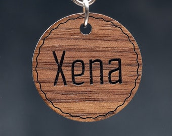 Personalized wooden medal for dog, cat, rabbit. Several species of wood. Engraved on 1 or 2 sides.