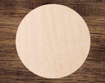 Birch or poplar wood circle. Decorative element or for all craft projects