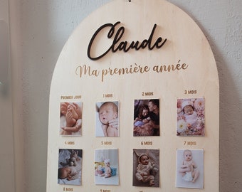 Pannello fotografico ricordo per il primo anno di vita del bambino. 12 o 16 slot foto per immortalare i momenti più belli +FOTO