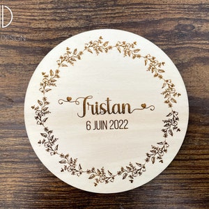 Baby birth announcement, original customizable wooden announcement to announce the arrival of the baby