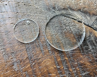 Clear acrylic plexiglass discs (2mm) from 20mm for jewelry and creations.