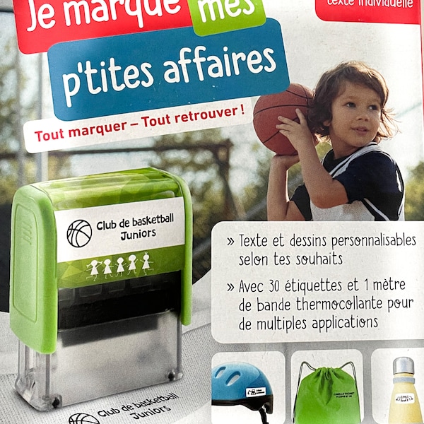 Kit tampon "Je marque mes P'tites affaires". Marquez les affaires de vos enfants avec un kit complet et idéal pour marquer les vêtements.