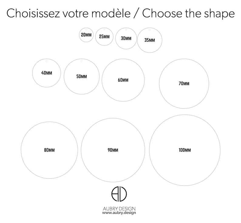 Disques en acrylique transparent 2mm à partir de 20mm pour bijoux et créations. Cercles, ronds en plexiglass avec ou sans trou. image 2