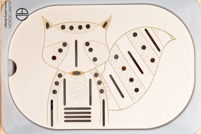 Raton-laveur insert trofast table flisat, plaque topper trofast, activité ludique pour enfants en bois. Matériau écologique non toxique 画像 2