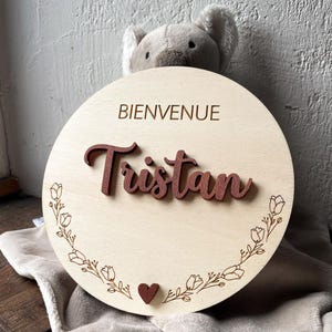 Welcome card for the birth of a baby. Wooden birth announcement sign – Personalised with the baby’s name