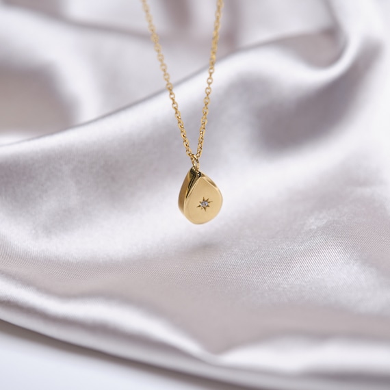 18k Gold Filled North Star Gold Tear Drop Pendant Other Stories Style Necklace