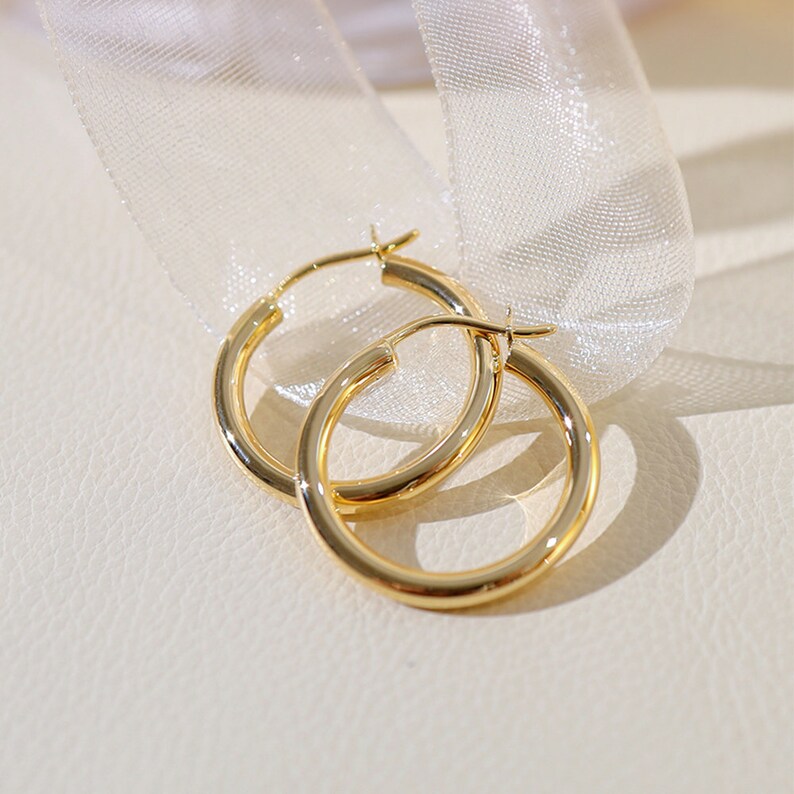 Titanium Gold Hoops Hypoallergenic 18k Gold Hoop Earrings Etsy