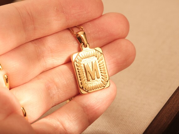 18k gold initial pendant sales necklace