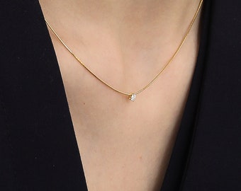 Tiny Diamond Necklace - Etsy Australia