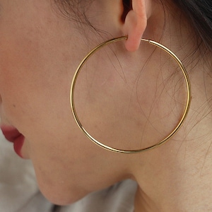 18K Gold Plated Hoop Earrings, Simple Hoop Earrings, Gold Hinged Hoop Earrings, Gold Dainty Hoops, Gold Plain Hoops, Gold Large Hoops