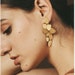 Statement Gold Leaves Earrings Long Geometric  Geometric Chandelier Earring  Large Geometric Earring  Gold Dangle Earring  Long Stud 