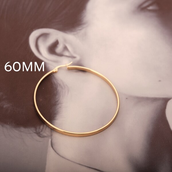 Basic Large Hoop Earrings, Large Gold Hoop Earrings, Gold Large hoops, Minimal Earrings, Dainty Large Hoops, Gold Plain Hoops, Thin Hoops