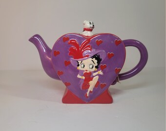 Vintage Betty Boop Valentines Day Gift  2" Enamel Heart Key Chain 1994 purple 