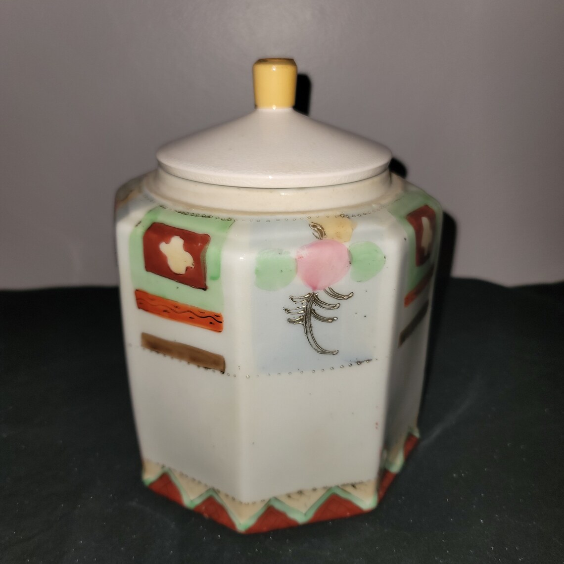 Rare Antique handpainted porcelain tea caddy Intricate Etsy