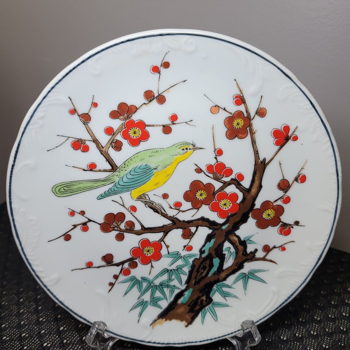 3 Vintage Enesco Japan hanging bird plates. Vibrant hand Etsy
