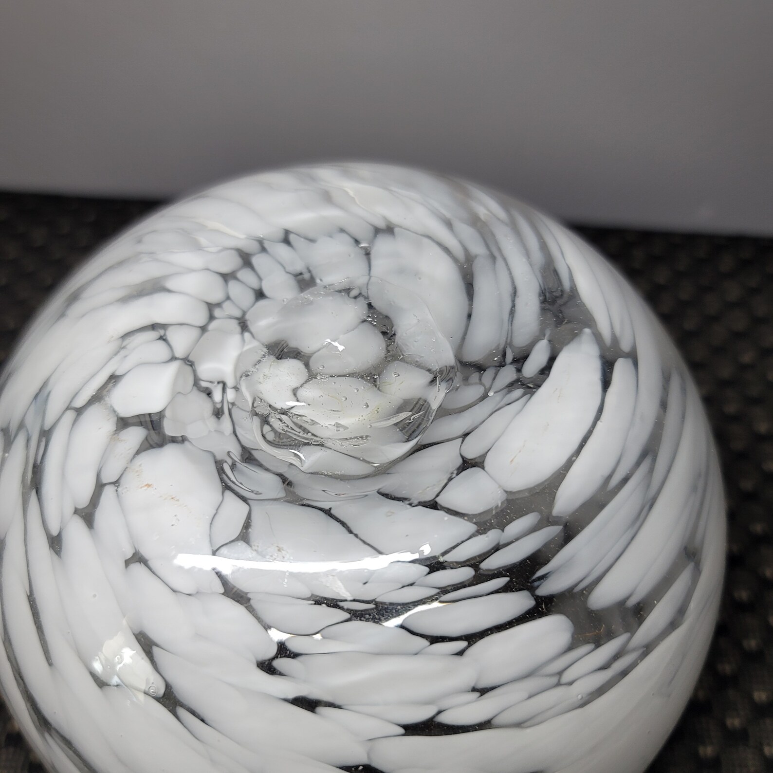 Blown glass Murano styled vase clear and white swirled. Etsy