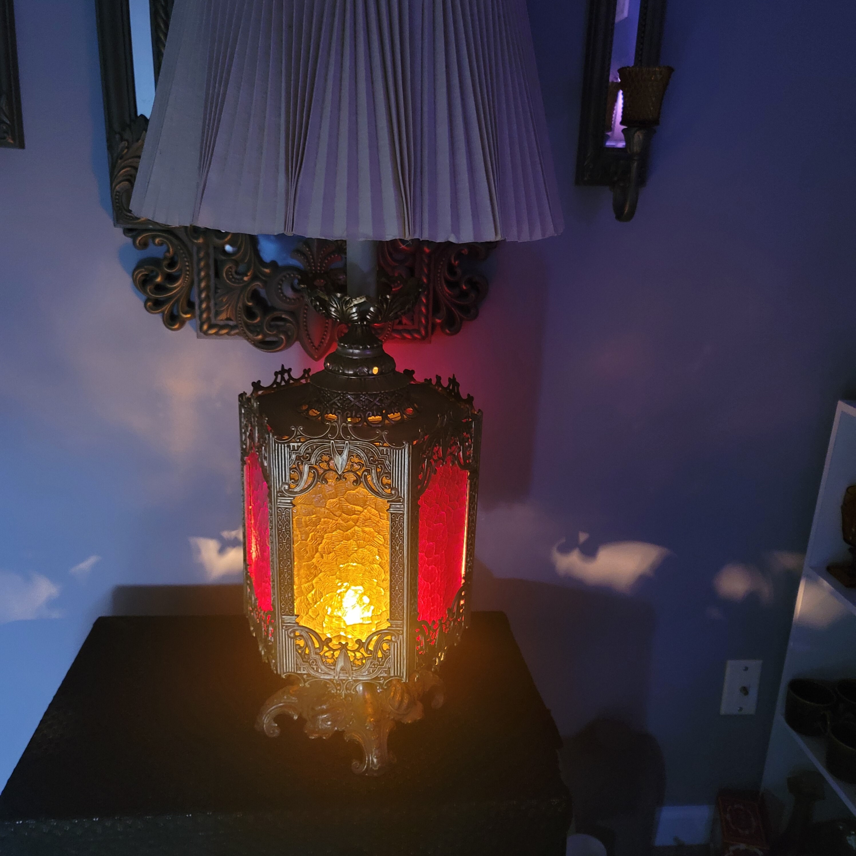 STUNNING Midcentury Spanish Gothic 6 Paneled Table Lamp. VERY Etsy UK
