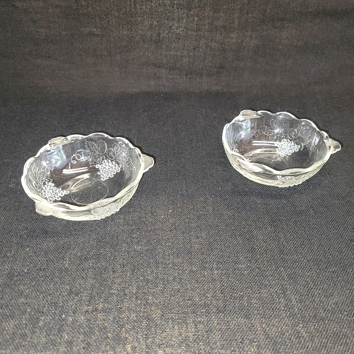 Vintage clear glass fruit bowls with scalloped edges and grape Etsy