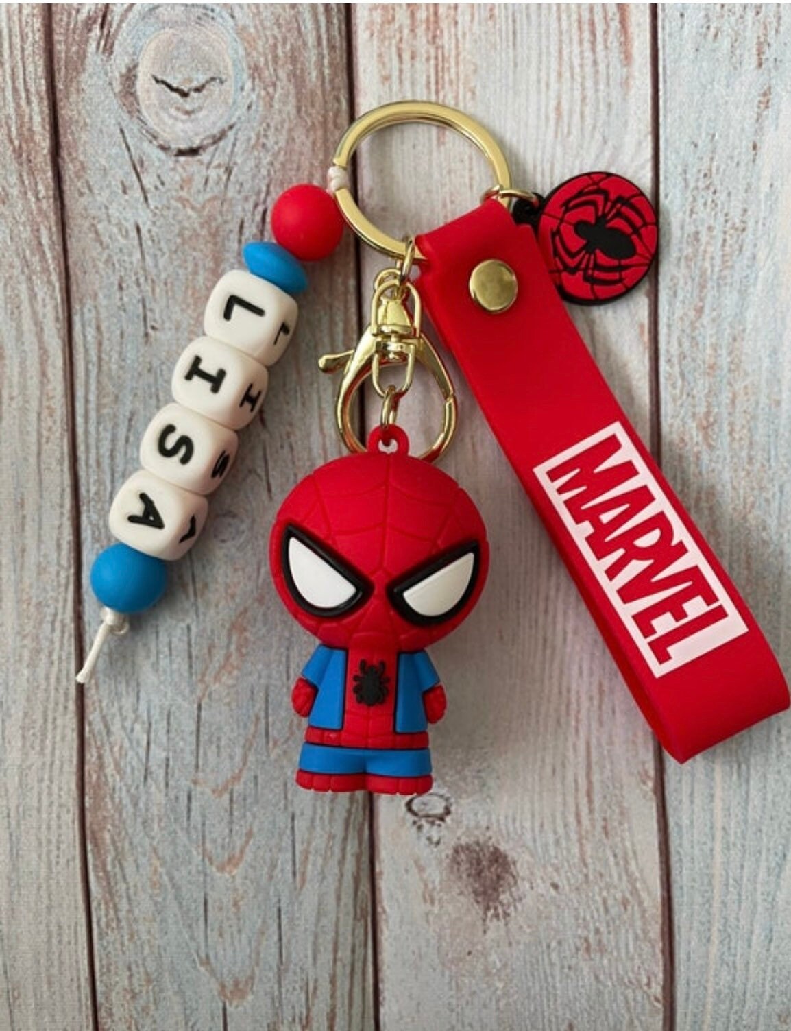 Personalised Spiderman key chain Etsy
