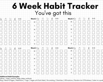 2025 6 Week Weekly Health Habit Tracker and Weight Loss Tracker