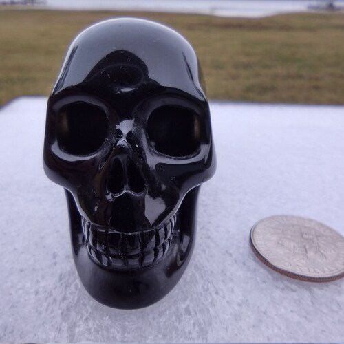 Obsidian Crystal Skull Elongated 4.5 Inches 6.1 Oz. shops or 172 Grams.