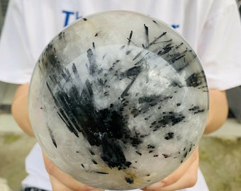 Natural Black Tourmaline Ball Crystal Quartz Sphere Healing Stone 2552g P61