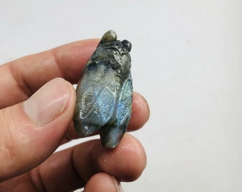 Natural labradorite crystal Hand-carved Cicada 21g