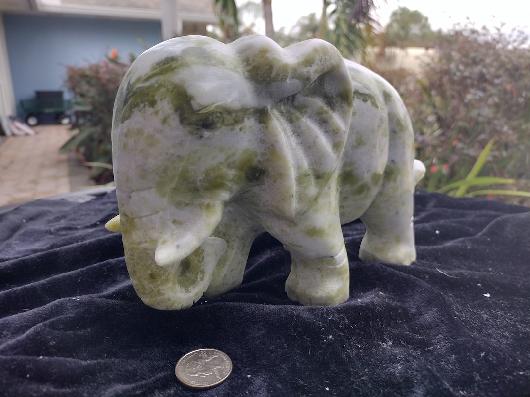 HAND CARVED JADE Elephant 7.5 Pound 9X6 Inches Etsy