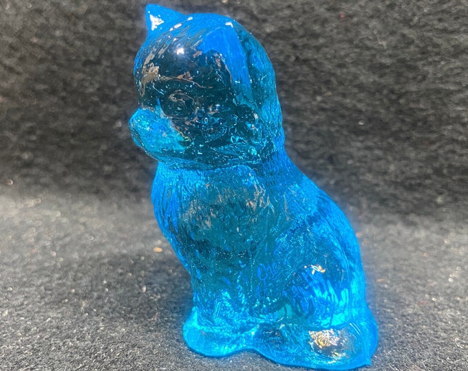 Blue Vaseline Glass Miss Cotton Cat Kitty Kitten Animal Uranium Glows