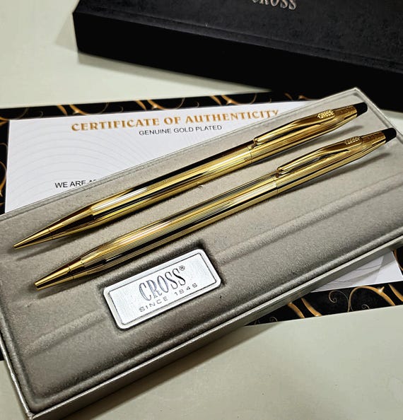 24k Gold Plated Shiny Cross Century Ball Point Writing Pen